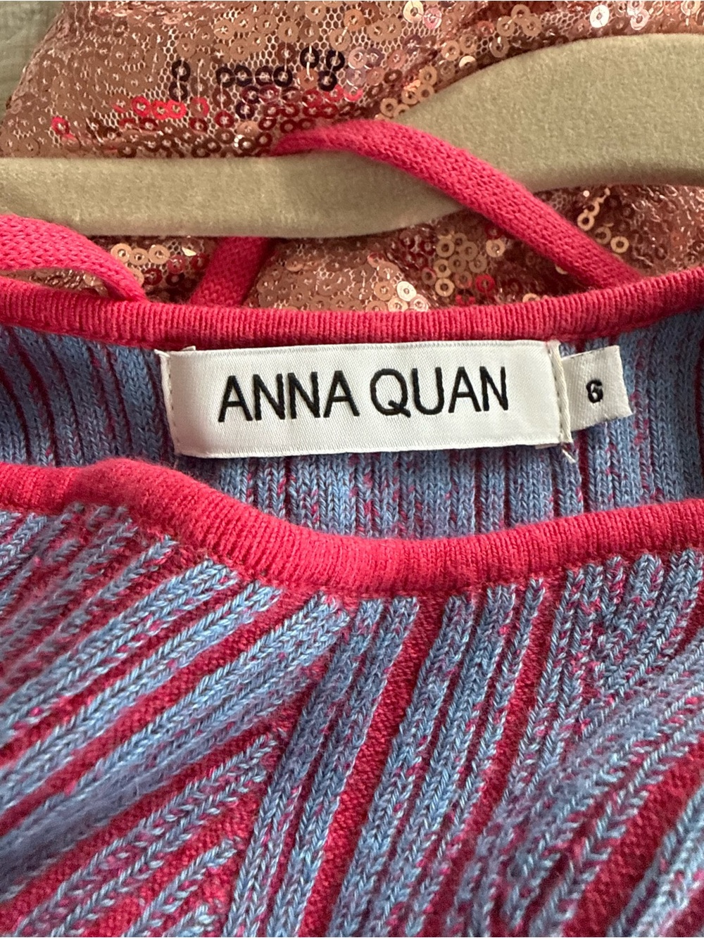 Anna Quan Pink & Light Blue Striped Knit dress